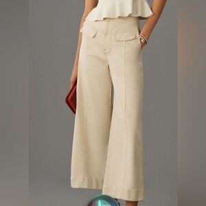 Pilcro Cream Wide-Leg High-Rise Crop Pants